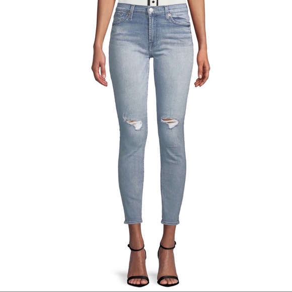 7 For All Mankind Denim - 7 For All Mankind - Distressed Ankle Skinny Jeans